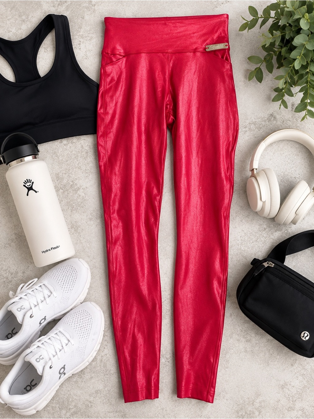Bombshell Sportswear Shiny Red High-Rise Leggings